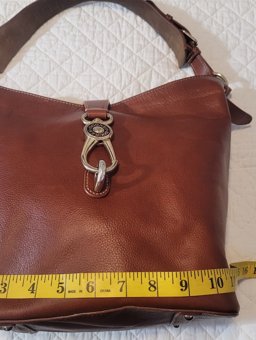 Dooney & Bourke Chestnut Brown Leather Shoulder Bag with Polished Hardware - Picture 12 of 15